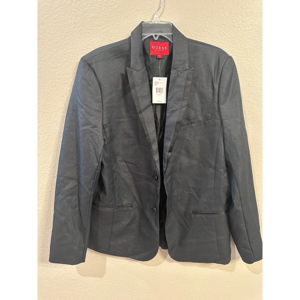 GUESS Los Angeles Mens L Metallic Gray Suit Blazer Modern Dress Jacket